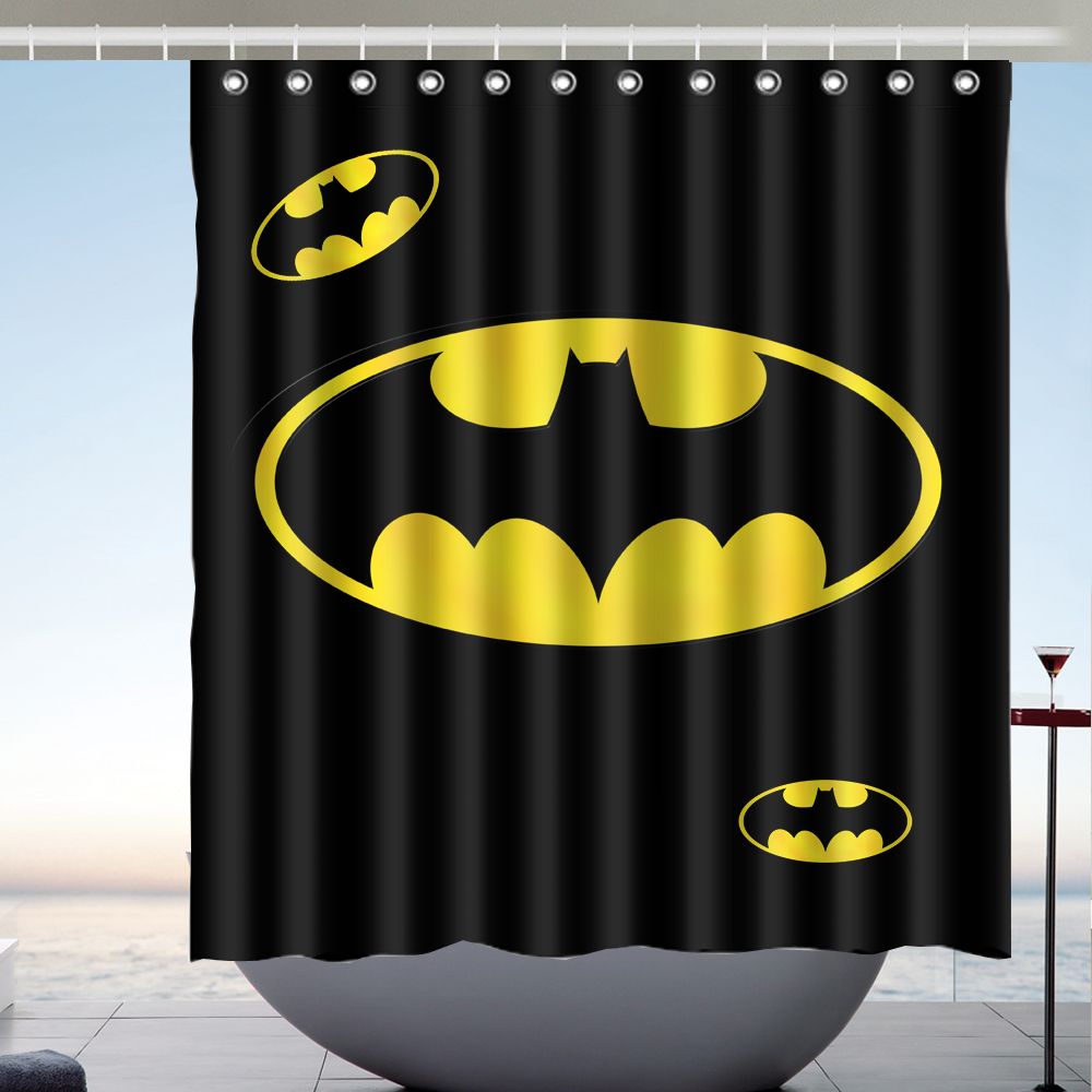 Custom Batman Logo Waterproof Bathroom Shower Curtain Polyester Fabric Size 66 X 72