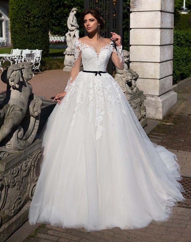 Vestido de novia con cinturon negro Clearance