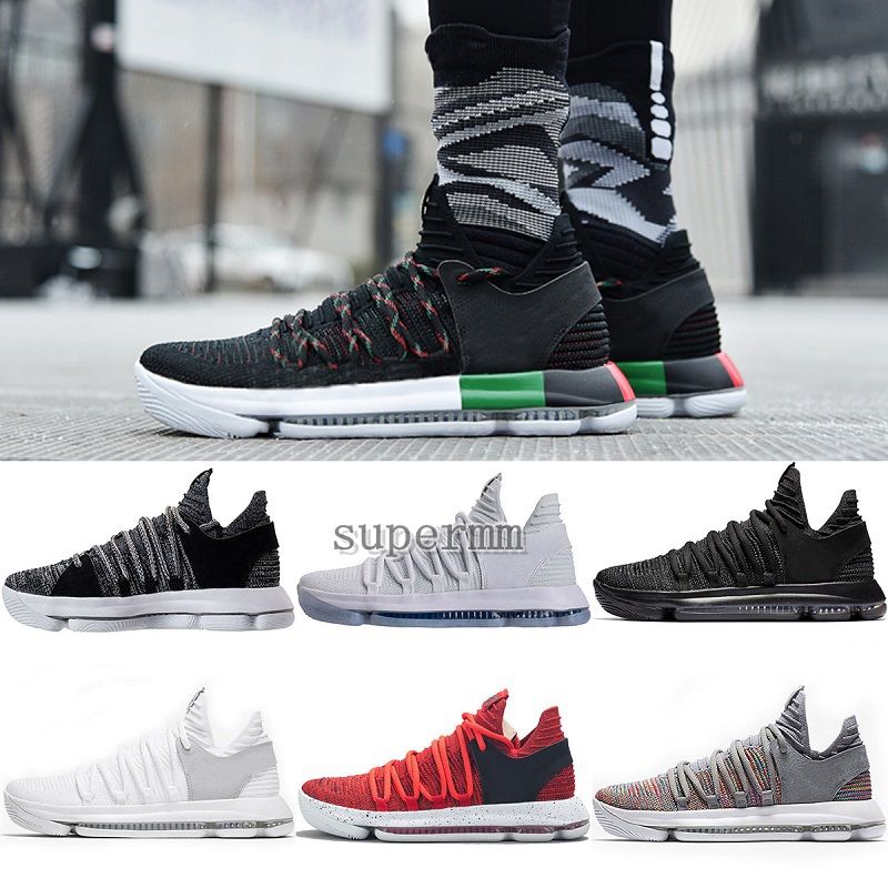 2018 Chaussures 11 KD Mens Basketball Shoes KD 10 Sneakers Triple White BHM Oreo Anniversary 