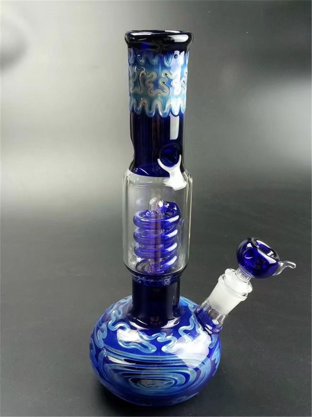 2020 Glass Bong Rotating Spiral Recycler Glass Hookah 11'' Height 18