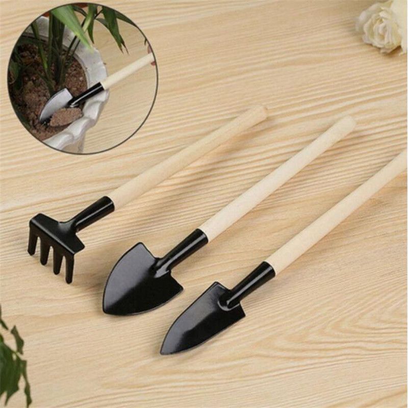 Mini Garden Hand Tool Kit Plant Gardening Shovel Spade Rake Trowel Mini Garden Hand Tool Kit Plant Gardening Shovel Spade Rake Trowel Wood Handle Metal Head Gardener