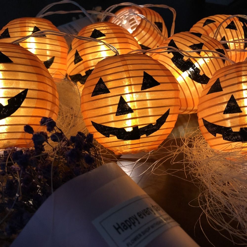 Halloween Pumpkin Skull String Lights With 10 LED Beads Hanging