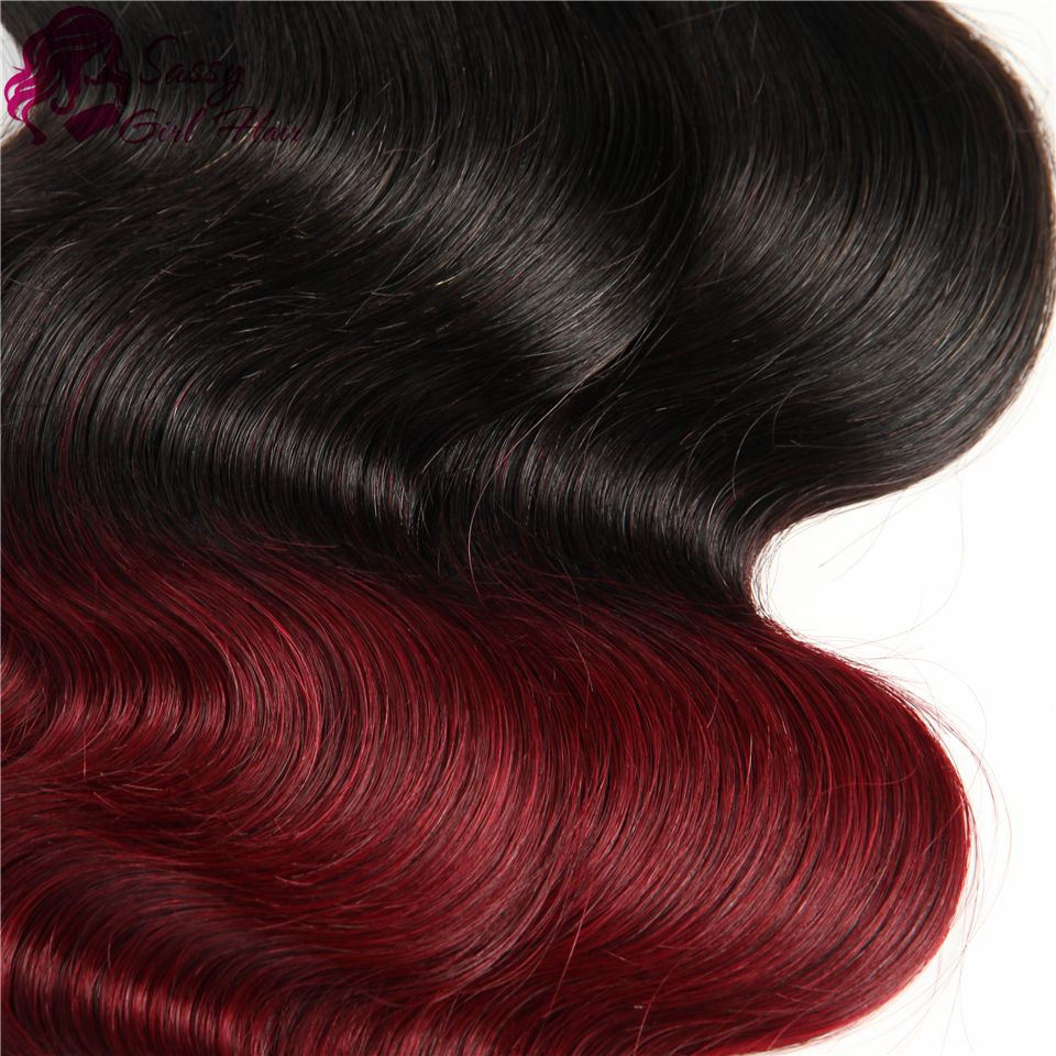 Red Ombre Hair Peruvian Body Wave 3 Bundles Dark Red 1b 99j