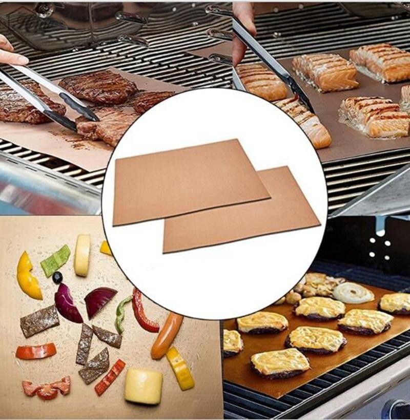 2020 33*40CM Barbecue Grilling Liner BBQ Copper Grill Mat Portable Non