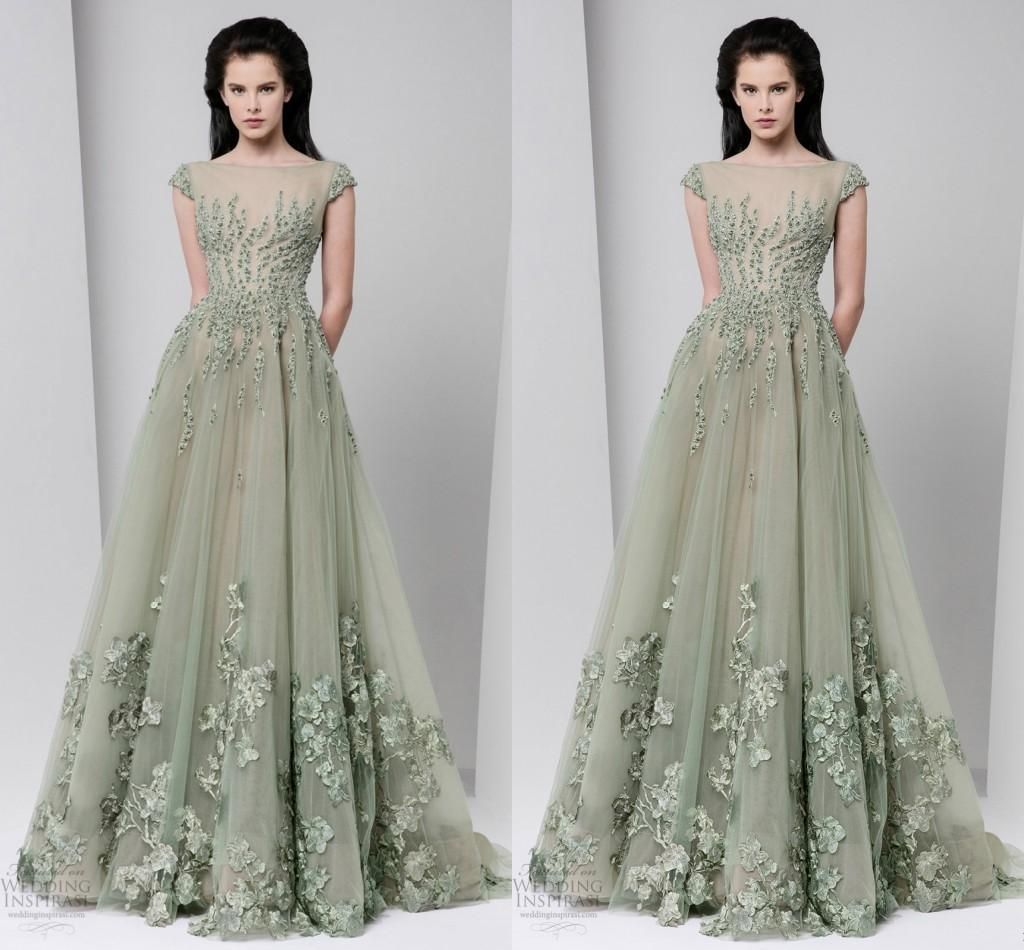 sage green ball gown