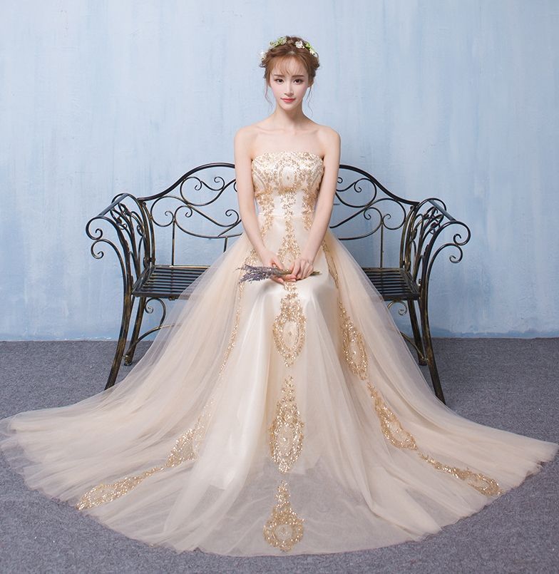 2018 New Elegant Strapless Long Prom Dress Sequins A Line ...