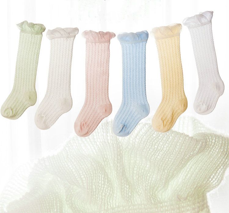 cream knee high socks baby