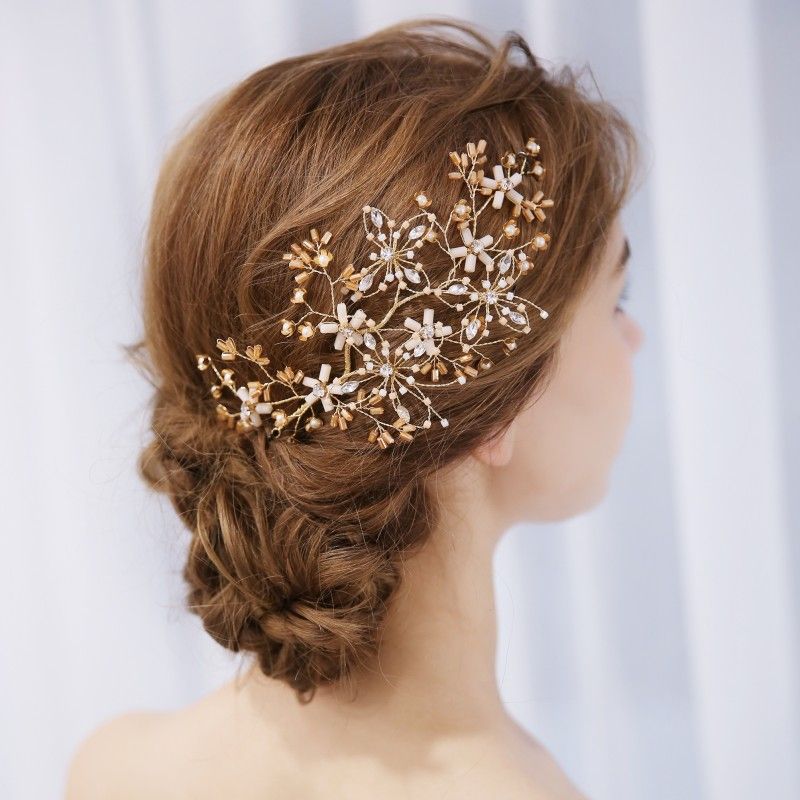 gold flower hair