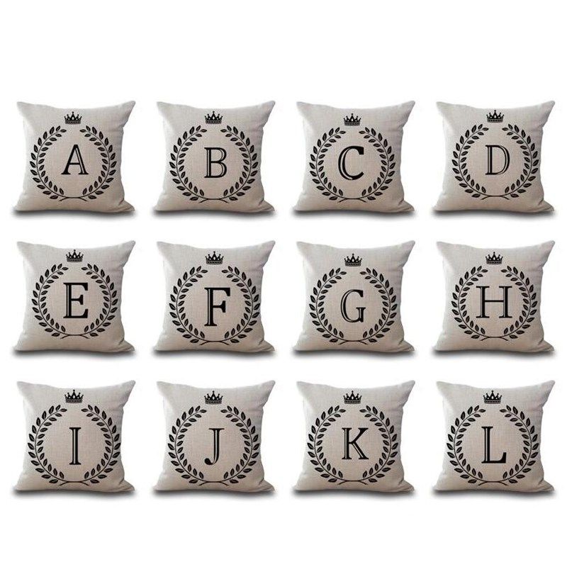 A Z 26 English Letter Initials Pillow Case Decorative Cushion
