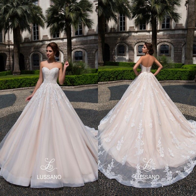 Discount Amazing Champagne Lace Tulle Wedding Dresses For Western