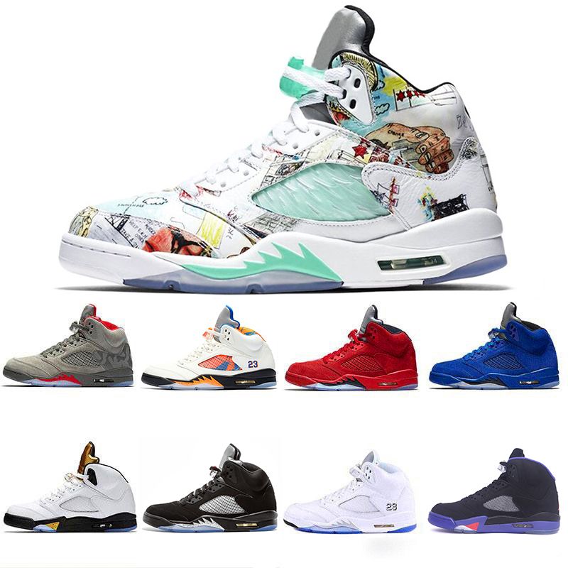 5 5s Bred WINGS Basketball Shoes Sneaker For Men OG White Cement Wings