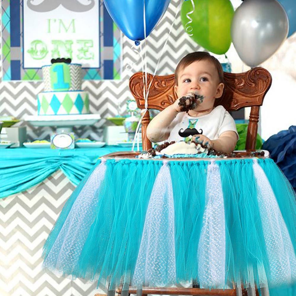 Baby Shower Boy Party Set Tutu Tull Skirt For High Chair Baby Shower Boy Party Set Tutu Tull Skirt For High Chair Decorations A Girl 1st Birthday Decoration Blue Pink Parties Supplies