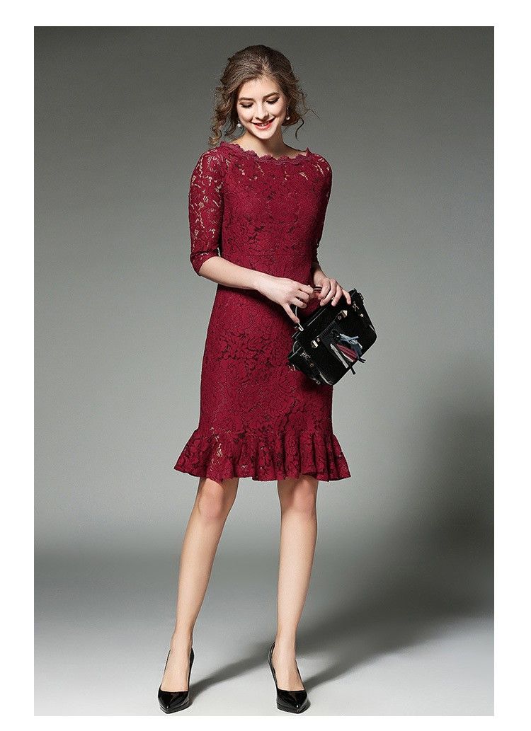 Compra 2018 Moda Rojo Estilo Elegante Vestidos Falda De Encaje Falda  Bodycon Vestidos Con Diseño De Cola De Pez Envío Gratis Barato | Entrega  Rápida Y Calidad | Es.Dhgate
