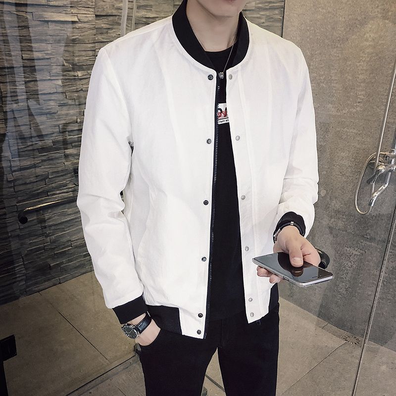 men's white bomber jacket