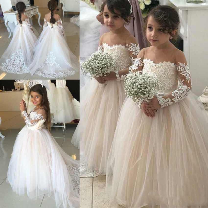 compre 2019 nuevos vestidos para niñas de flores para la boda joya