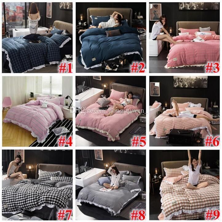 24 Styles Striped Plaid Bedding Sets Duvet Covers For King 24 Styles Striped Plaid Bedding Sets Duvet Covers For King Size Bed Cover Sheets Pillow Cca7583 Pink Comforters And