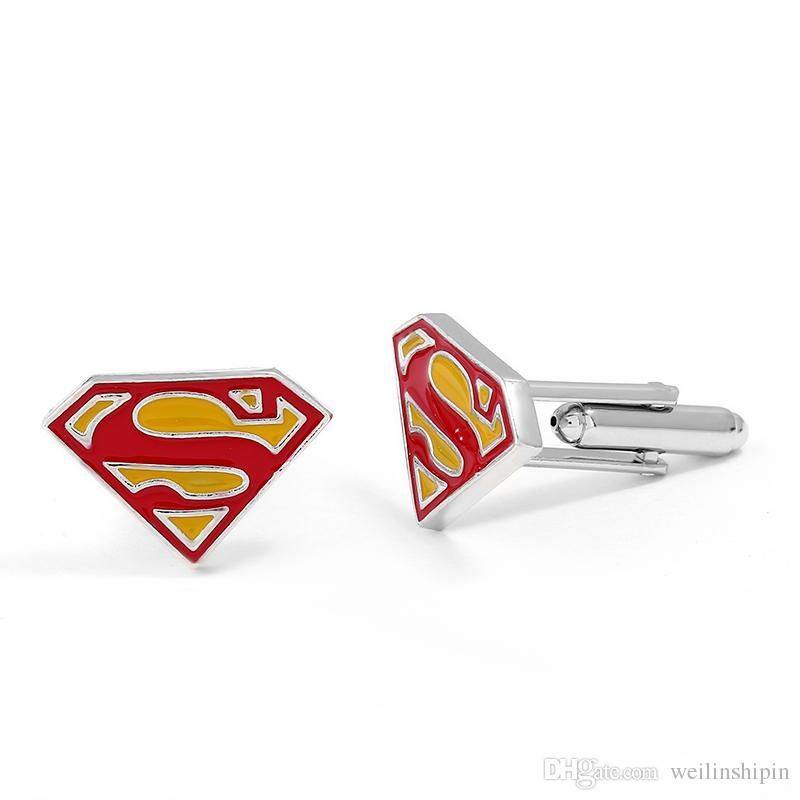 2018 top high quality superman triangle s enamel cufflinks for mens