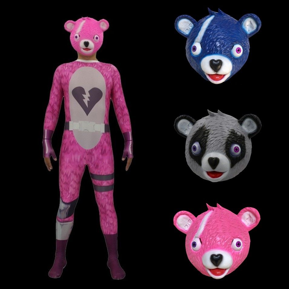 compre fortnite mascara 3 cores 3 tamanhos fortnite urso mascara criancas halloween party mascara de cosplay latex natural chapelaria mascaras brinquedos de - raptor homem de ferro fortnite