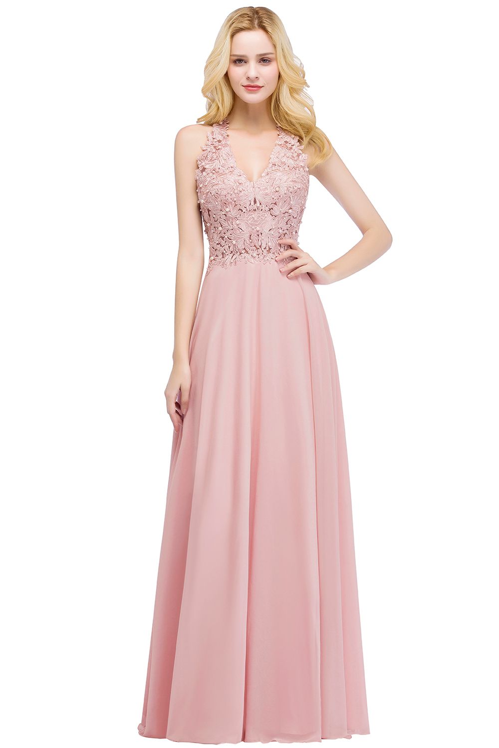blush pink long gown