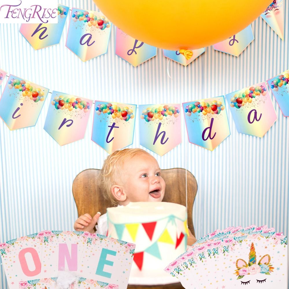 2019 Wholesale Unicorn Happy Birthday Banner One Birthday Paper