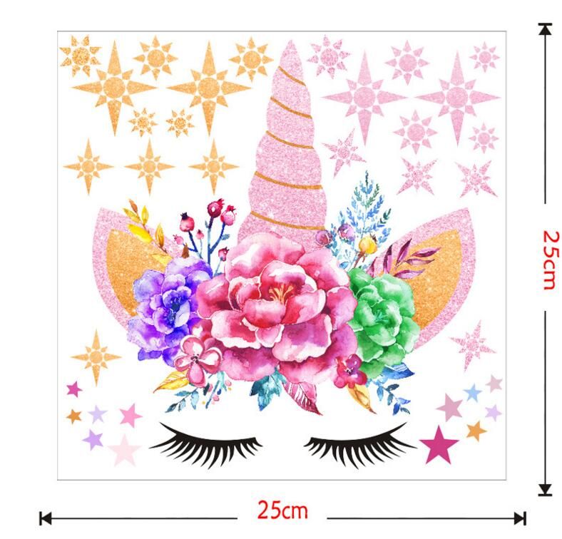 Acheter Licorne Papier Peint étoiles De Fleurs Diy Stickers Muraux