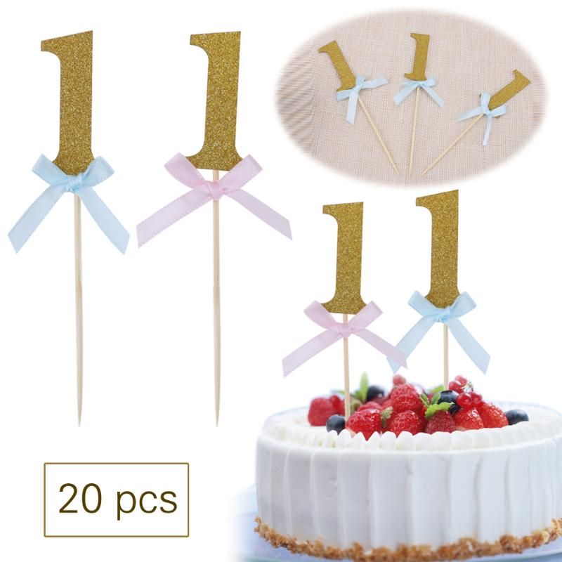 2019 Glitter Number 1 Happy First Birthday Cupcake Toppers 1st Baby