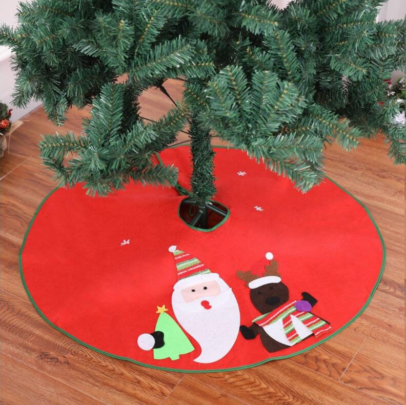 90cm Green Edge Christmas Tree Skirt Home Supermarket Embroidered Santa Claus Apron Ornament Decoration Decorate 90cm Green Edge Christmas Tree Skirt Home Supermarket Embroidered Santa Claus Apron Ornament Decoration Decorate