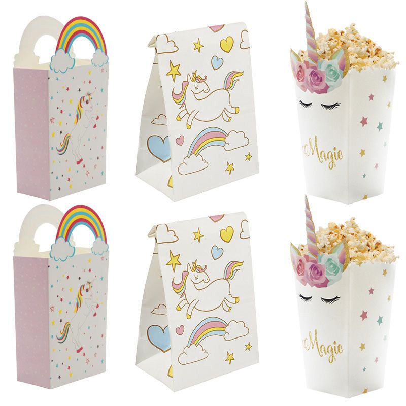 Unicorn Party Gift Bags 1st Birthday Unicorn Paper Popcorn Box