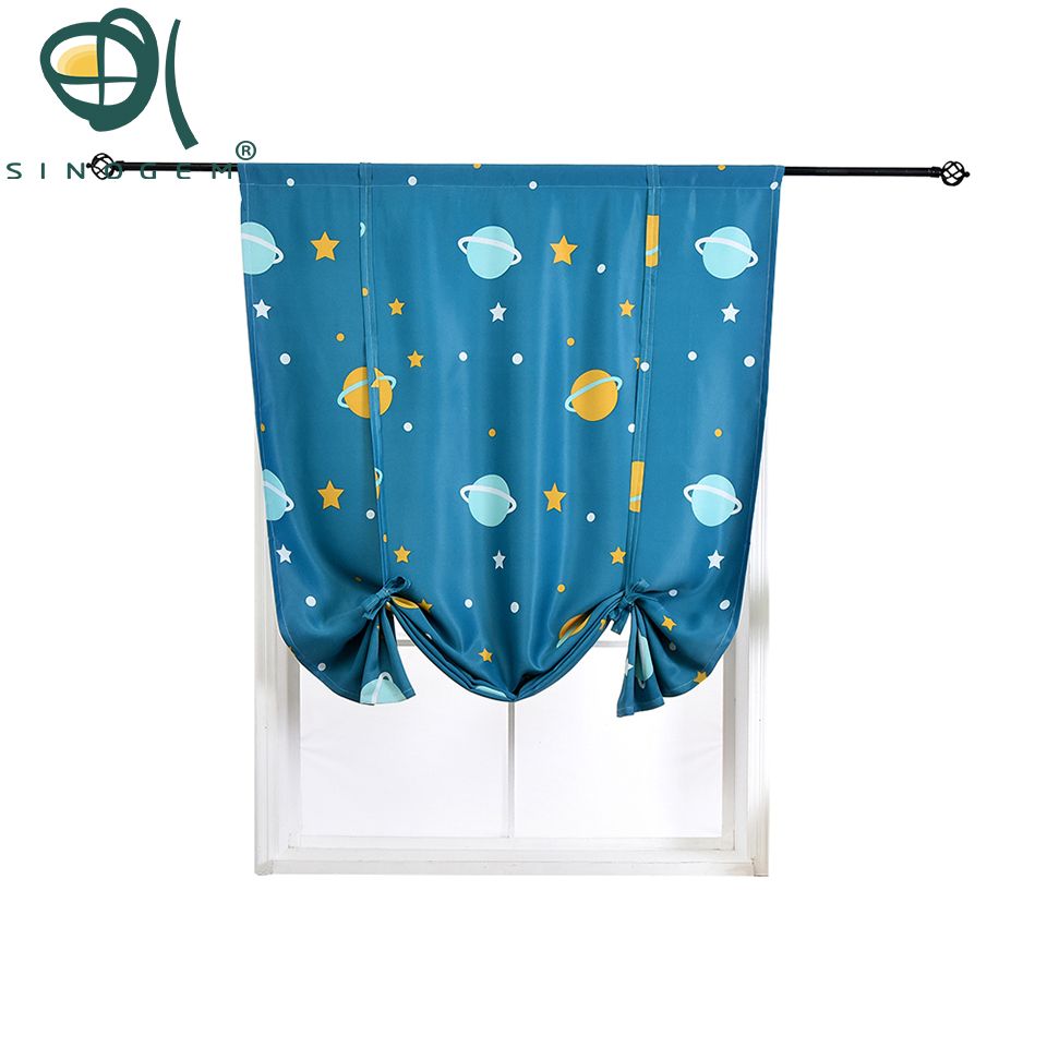 Sinogem Thermal Insulated Blackout Curtain Celestial Design Tie Up Shade For Small Window Valance Balloon Blind