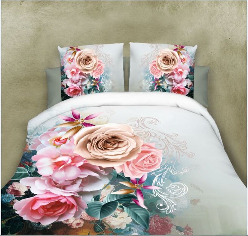 2018 New King Size Luxury 3d Rose Bedding Sets Red Color Bedclothes 2018 New King Size Luxury 3d Rose Bedding Sets Red Color Bedclothes Comforter Cover Set Wedding Bed Linen Peony Leopard Bedspread On