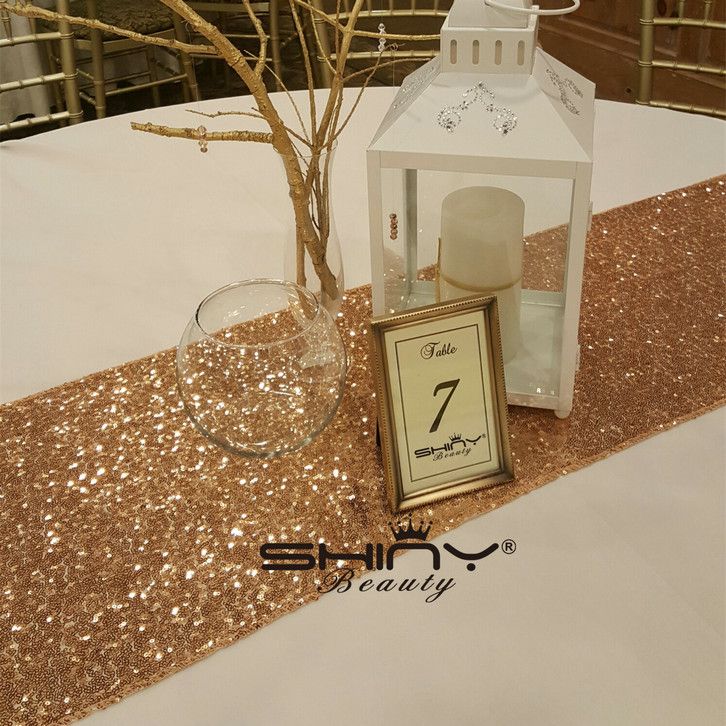 12inx72in Rose Gold Table Runner 30x180cm Wedding Sequin 12inx72in Rose Gold Table Runner 30x180cm Wedding Sequin Runners Party Event Photography Cloth Linen Birthday Decoration Decor
