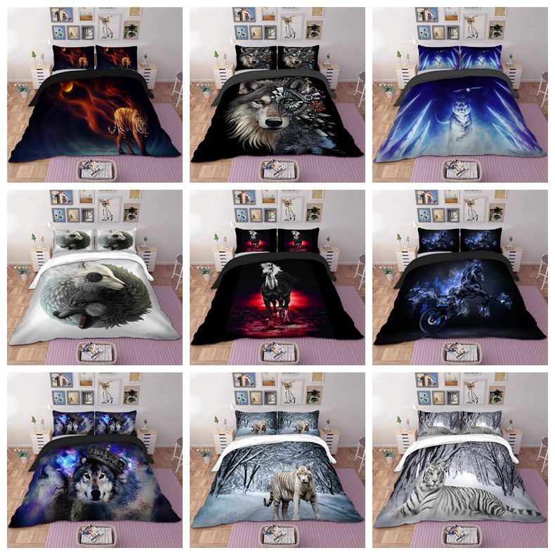 Wongsbedlinen Animal Tiger Wolf Bedding Set Duvet Cover Twin Full Wongsbedlinen Animal Tiger Wolf Bedding Set Duvet Cover Twin Full Queen King Size Bedclothes Luxury Affordable Sets From