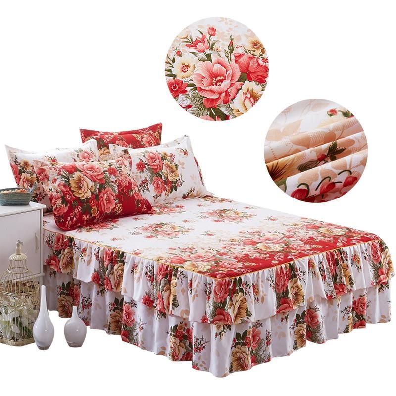 2018 Queen Bed Skirt Fitted Sheet Dust Ruffle Mattress 2018 Queen Bed Skirt Fitted Sheet Dust Ruffle Mattress Cover Petticoat Twin Full Skirts Voile Bedskirt Pink From Curteney