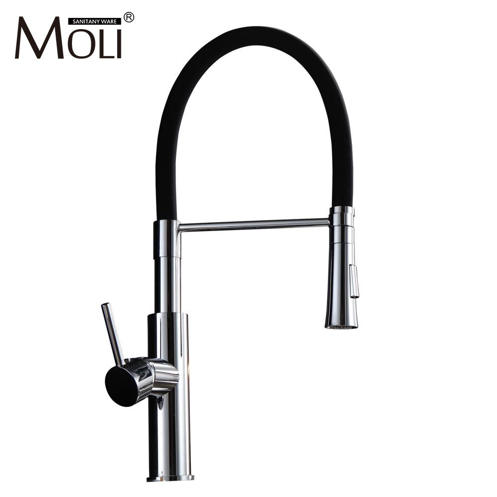 Pull Down Copper Kitchen Mixer Hot And Cold Faucet Chrome Finish Torneira Cozinha