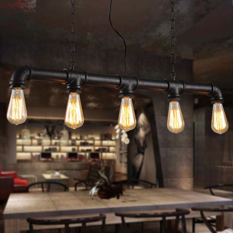 Water Pipe Steampunk Vintage Pendant Lights For Dining Room Bar Rust Water Pipe Steampunk Vintage Pendant Lights For Dining Room Bar Rust Red Home Decoration American Industrial Loft Lamp