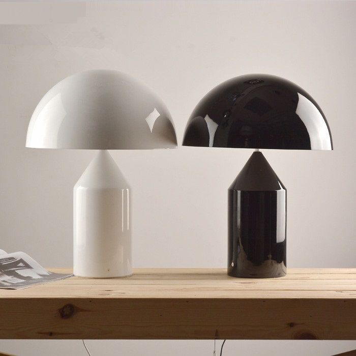 Mushroom Metal Table Lamps Modern Simple Italy Design White Black Desk Lamp Bedside Living Room Office Fg923