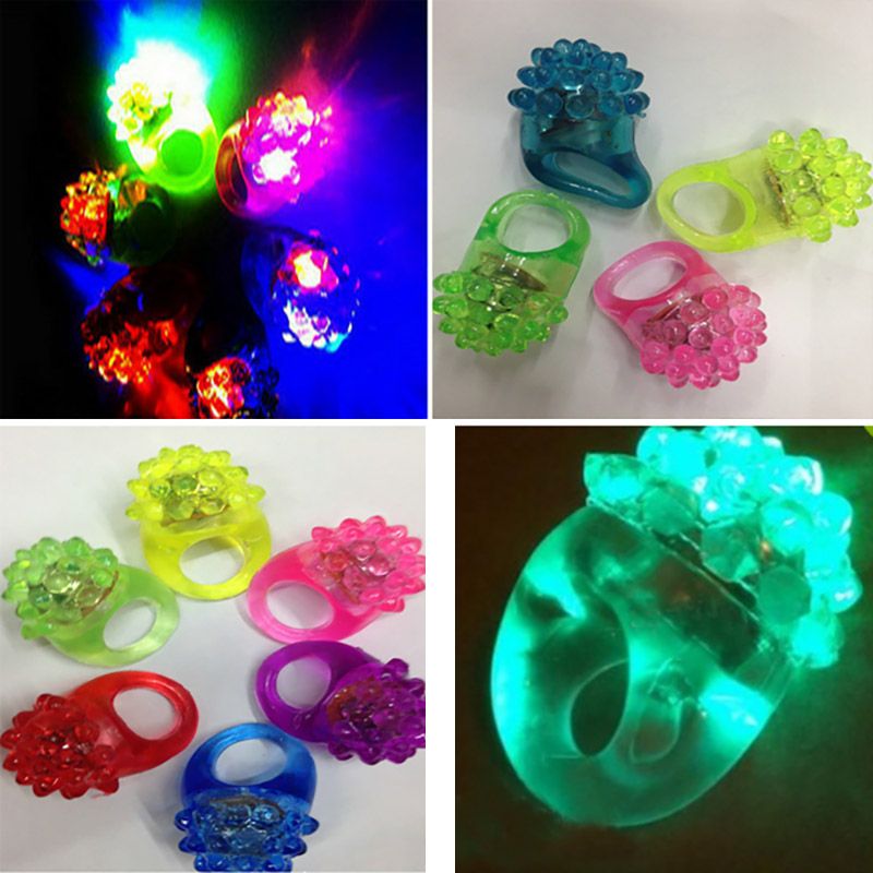 Mix Led Flashing Jelly Ring Party Bar Blinking Soft Glow Light UP Party