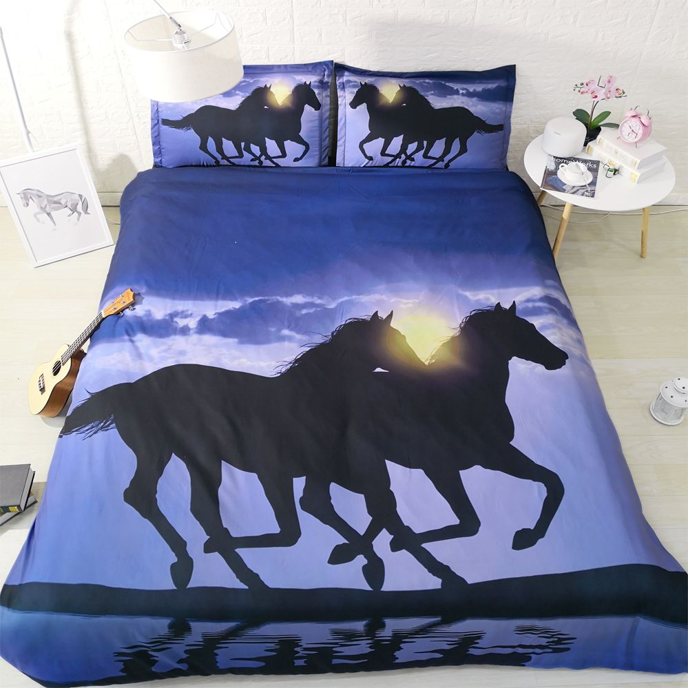 Night Horse Digital Print Bedding Set Quilt Cover Design Bed Night Horse Digital Print Bedding Set Quilt Cover Design Bed Bohemian A Mini Van Bedclothes Large Size260 225cm Jf113 Duvet Covers Queen King Comforter