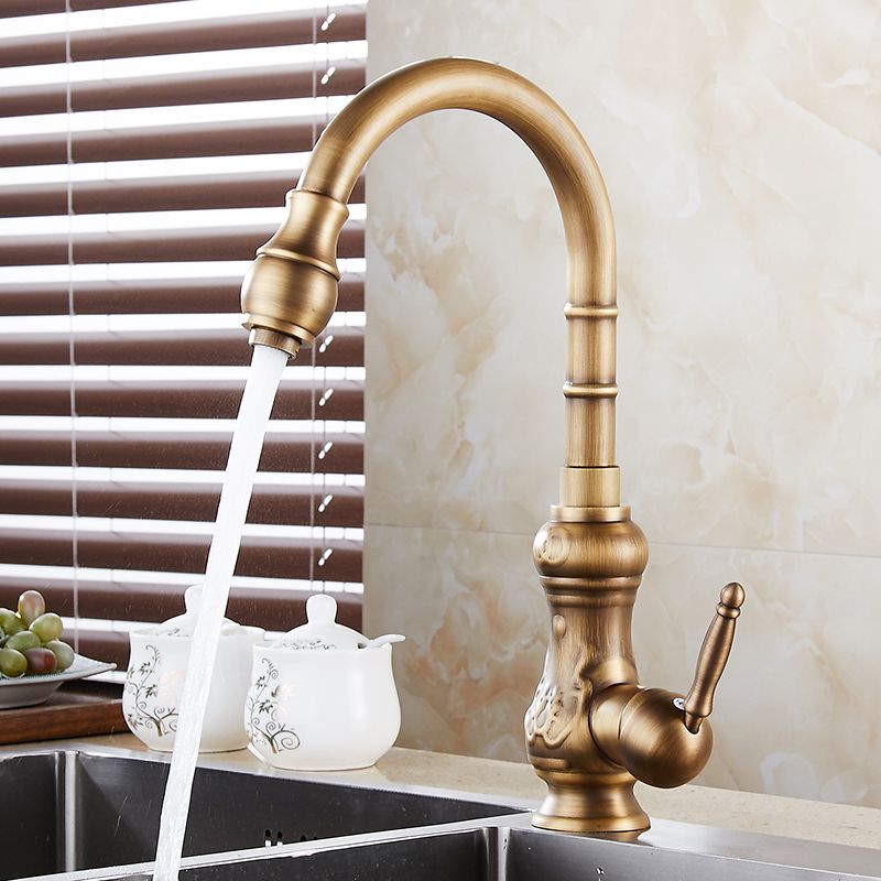2019 Kitchen Faucets Antique Brass Bronze Finish Water Taps 2019 Kitchen Faucets Antique Brass Bronze Finish Water Taps Swivel Spout Vanity Sink Mixer Classic Tap Single Handle 1221f From Huayama