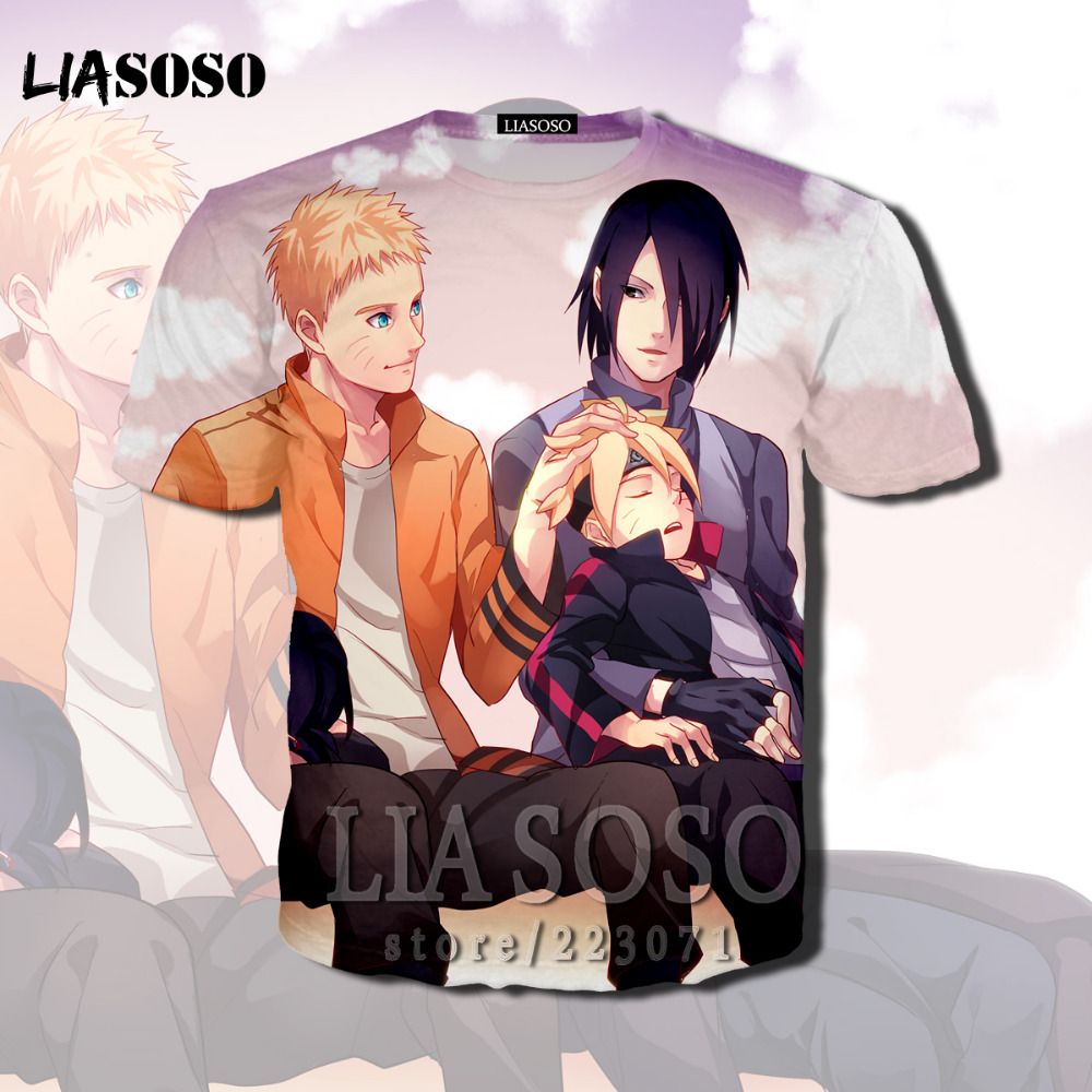 Liasoso Ninjia Naruto Borutot Shirt Anime T Shirt Akatsuki Kakashi Gaara Hokage Uchiha Itachi Sasuke Men Women Tshirt Ru06 - 