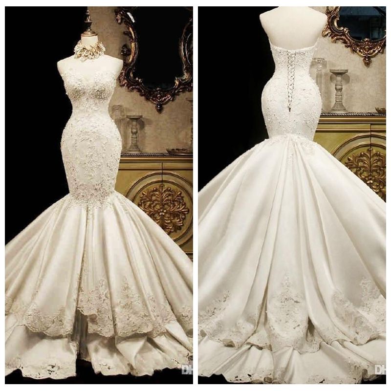 High Waist Satin Wedding Dress 2018