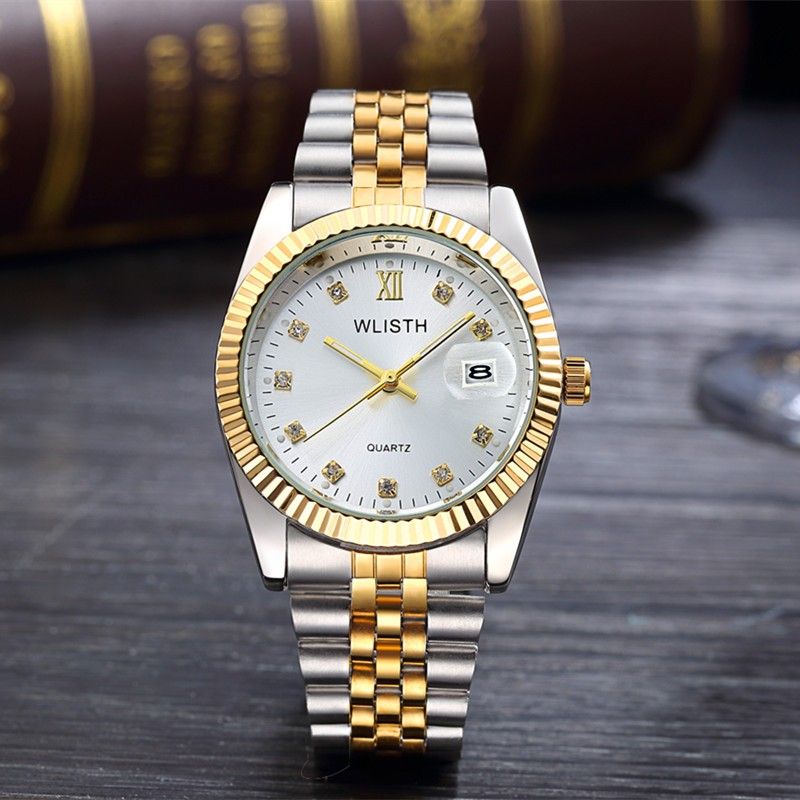 Acheter WLISTH Montre De Luxe En Or Hommes Quartz En Acier Inoxydable Montre  Homme Étanche Montres Pour Hommes Analogue Auto Date Clcok De 10,62 € Du  Kelywatch | Fr.DHgate.Com
