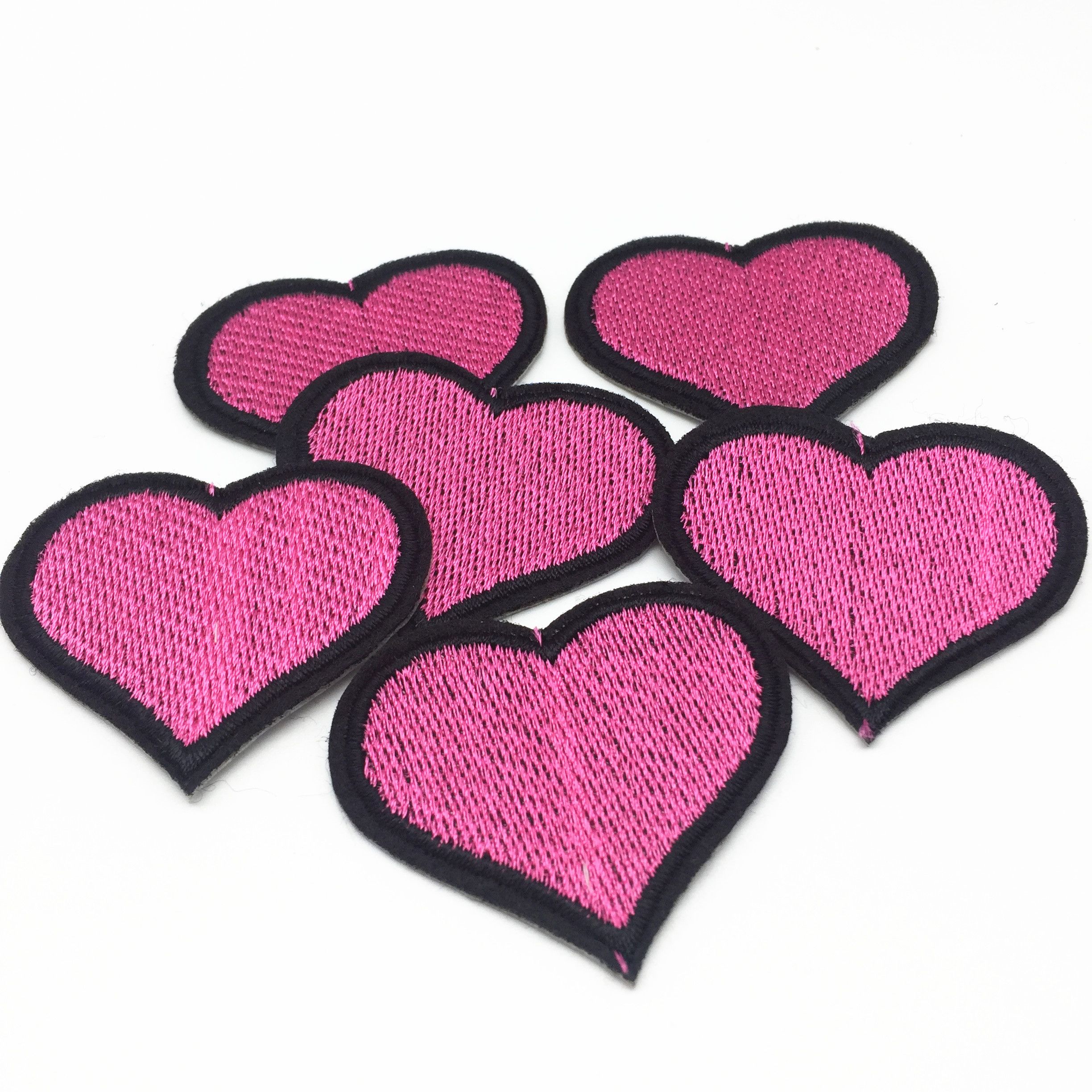 2021 Pink Heart Embroidered Iron On SEWING Patches Patch For Clothes Applique Embroidery DIY