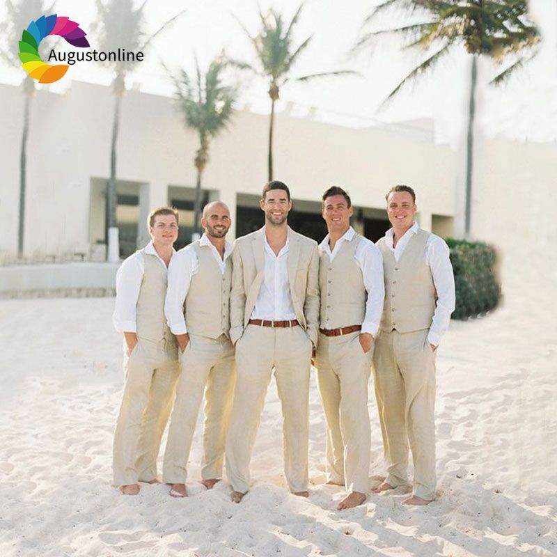compre traje de boda de lino beige para hombre trajes de boda para