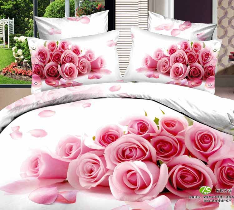3 100 Organic Cotton Pink Rose 3d Bed Sheet For Girl Fitted 3 100 Organic Cotton Pink Rose 3d Bed Sheet For Girl Fitted Bedding Set Queen King Size Cover Bedclothes Linen Duvet Covers Brown