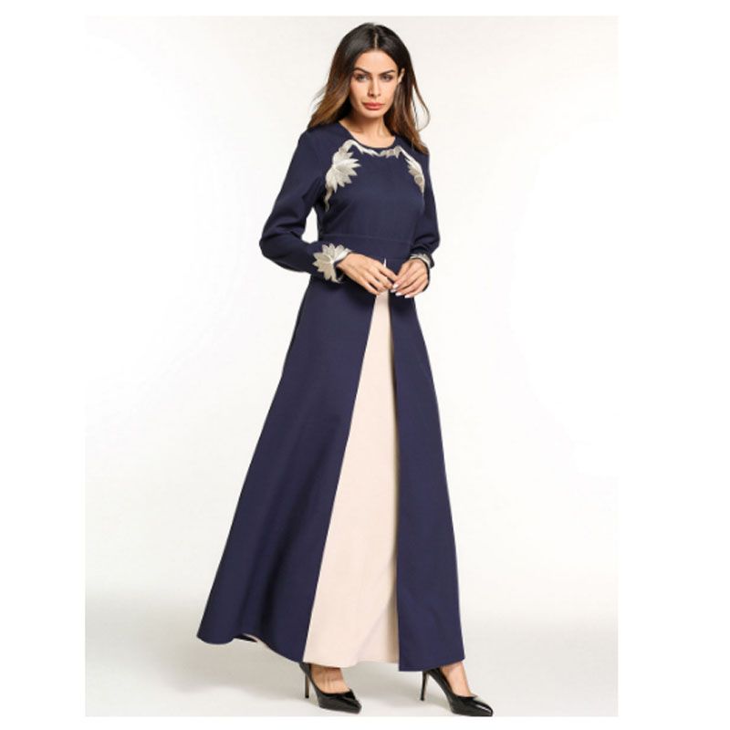 Bleu De AnarkaliSoirée Robe Foncé Fleurs MusulmaneRobes D DubaïTurques Broderie ArabesMusulmans Minorité À 7gyYb6vf