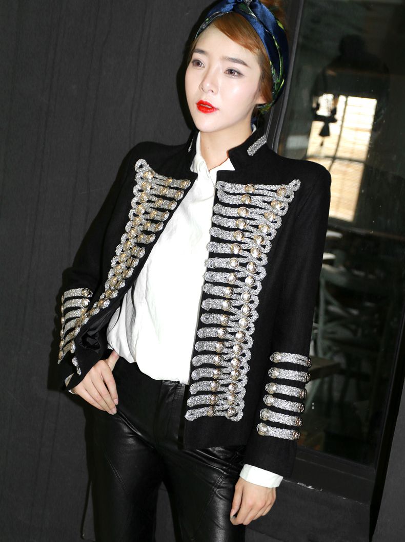 Acquistare Personalità Calda Nuove Giacche Da Donna Napoleone Military  Uniform Style Black Stand Collar Double Breasted Slim Woolen Court Giacca  Cappotto Economico | Consegna Veloce E Qualità | DHgate Italy