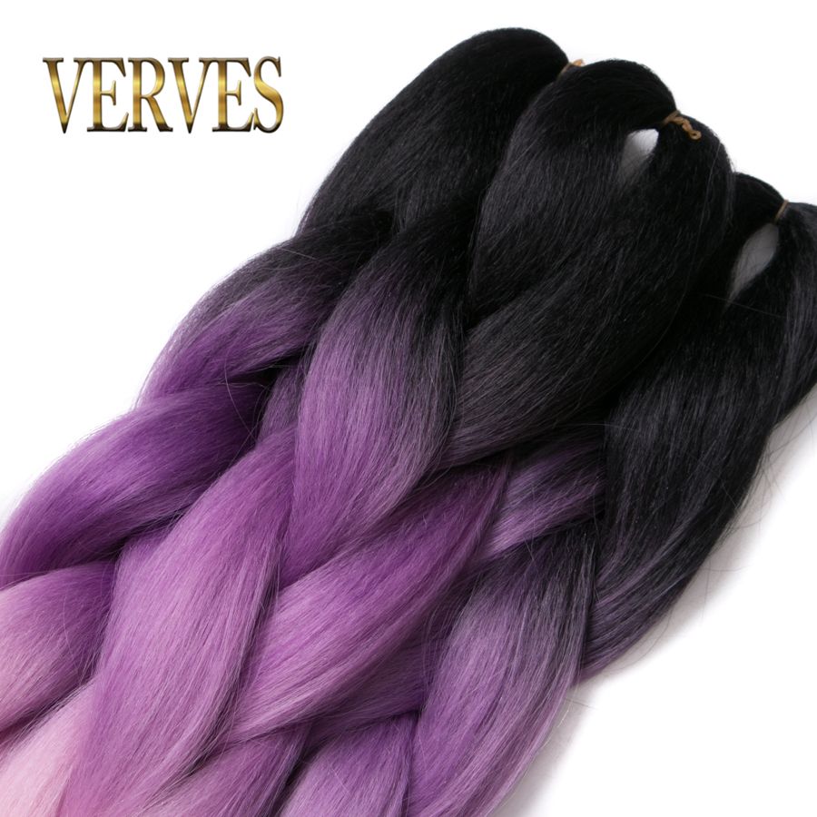 Black Purple Grey Raiding Hair Ombre Two Tone High Temperature