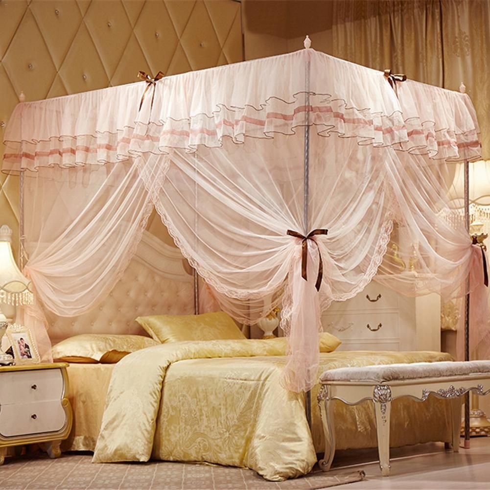 Pink Yellow Blue Three Door Princess Mosquito Net Double Bed Pink Yellow Blue Three Door Princess Mosquito Net Double Bed Curtains Sleeping Curtain Canopy Full Queen King Size For Crib
