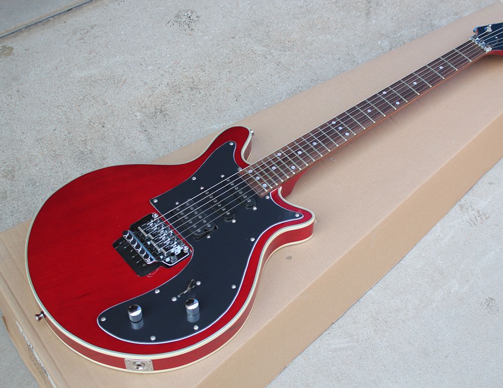 Factory Custom Unusual Shape Red Electric Guitar With Black Pickguard